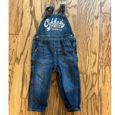 OshKosh B  gosh Toddler 24M Denim Overalls Logo Bib Jeans Boys Girls EUC