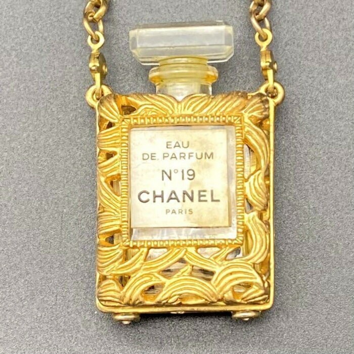 CHANEL Wave No. 19 Perfume Gold Necklace dD05100M Used From