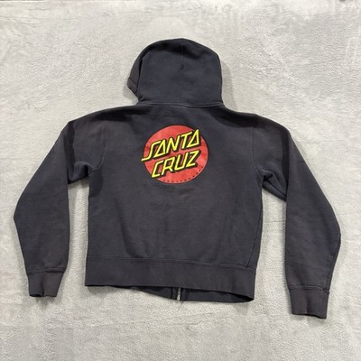 Santa Cruz Full Zip Hoodie Unisex Medium Shrunk Sweatshirt Blue