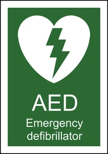 AED Caution Warning Sign Self Adhesive Vinyl Sticker