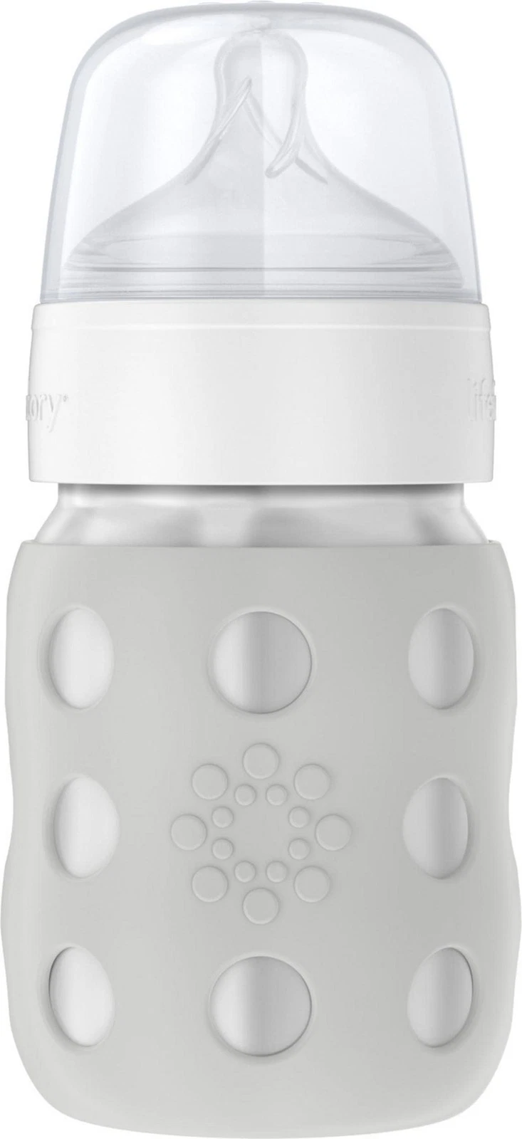 Lifefactory 8oz Stainless Steel Baby Bottle with Silicone Sleeve Gray