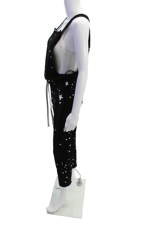 Monrow 女式星星印花无袖连身裤黑色白色棉质 M 码 — 第 2/4 张图片