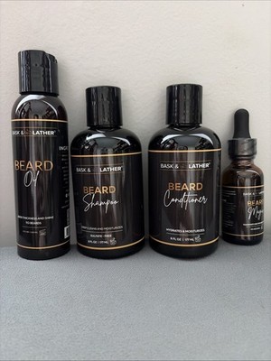 Bask & Lather Beard Care Kit- Shampoo, Conditioner, Oil  & Magic 4pc