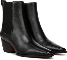Vianca Black Leather Franco Sarto Ankle Boots