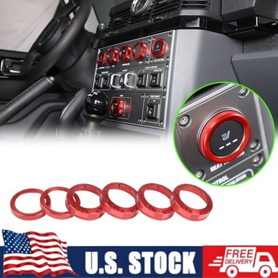 Red Alloy Central Control AC Volume Knob Trim Ring For INEOS Grenadier 2020-2026
