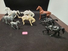 Vintage Lot of 8 Multicolored Marx Horse Western Playset Pieces
