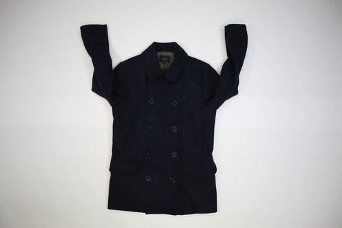 J. Crew Dock Peacoat Herringbone Navy Blue Nautical Button Wool Blend Mens S - Picture 3 of 11
