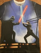 Star Wars AOP Shirt Size L Lucasfilm Darth Vader Luke Skywalker 2 Sided