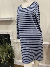 J Crew Striped Side Zip Shirt/Sweater Dress Size  Heather Blue Casual EUC MEDIUM