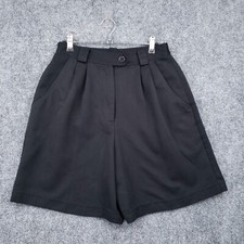 Lily's Of Beverly Hills Shorts Women 8 Black Mom High Rise Pleated Zip Fly Dark