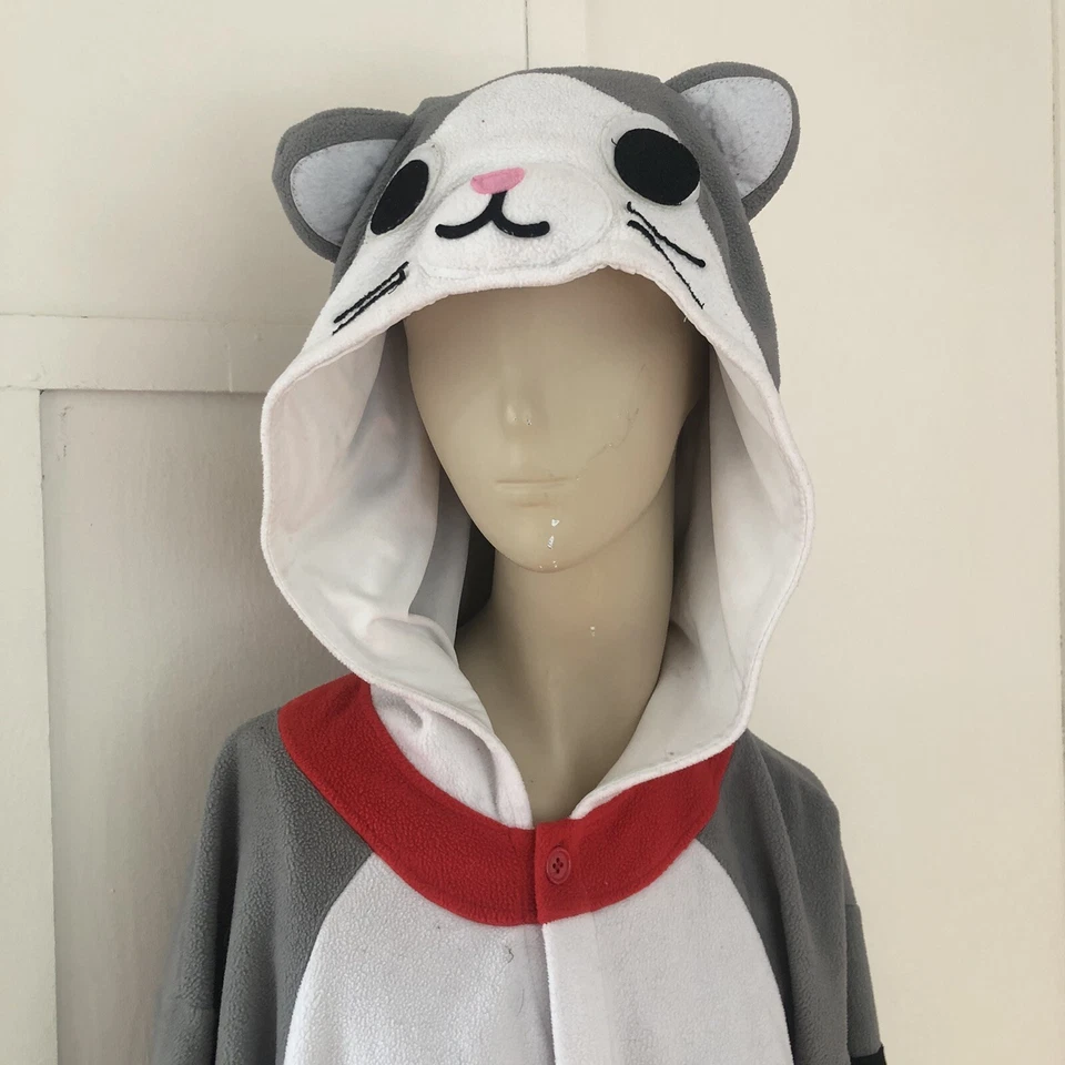 Pijama SAZAC fantasia gato adulto com capuz bodysuit jumper excelente estado!! - Imagem 2 de 4