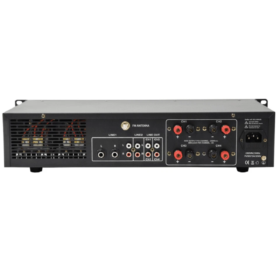 Adastra A4 4 Channel Stereo PA Amplifier, 4x 200W, 4Ohm with Bluetooth - Image 2 of 3