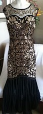 Unbranded Gold And Blk Sequined Evening Dress Sz M