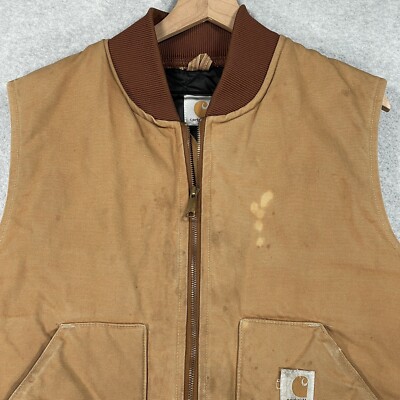Vintage Carhartt Vest XL Brown USA Outdoor Quilt Lined VQ186