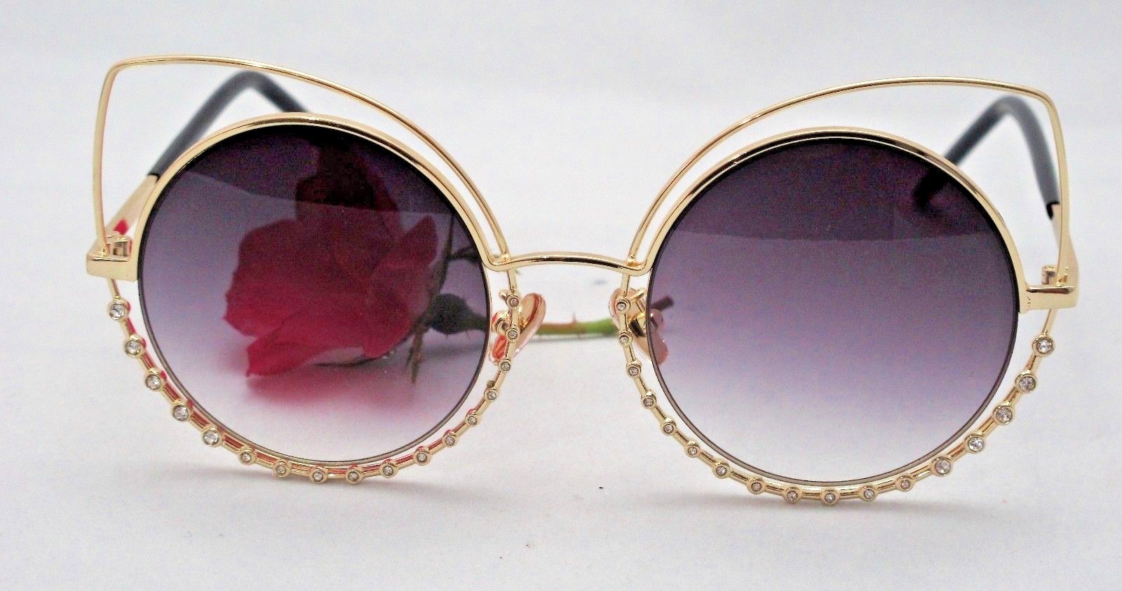 Fashion Women Cat Eye Sunglasses Gold Mirror Frame UV400 Protection-image
