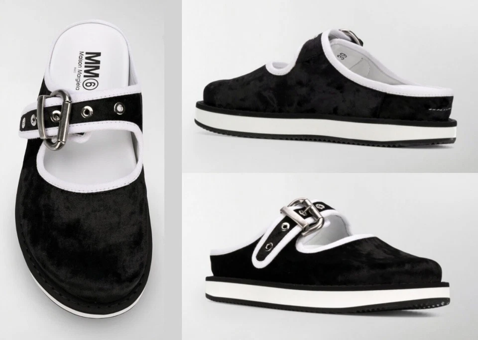 MM6 Maison Margiela контрастные трубки бархатный мул/лоферы без спинки США 8/IT 39 $530