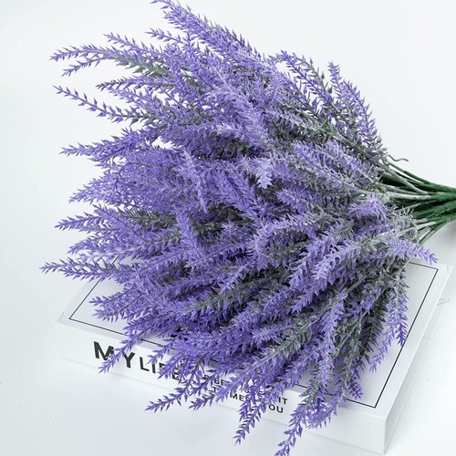 Plantas falsas de lavanda artificial púrpura lavanda exterior interior 14 pulgadas 6 piezas - Imagen 8 de 13