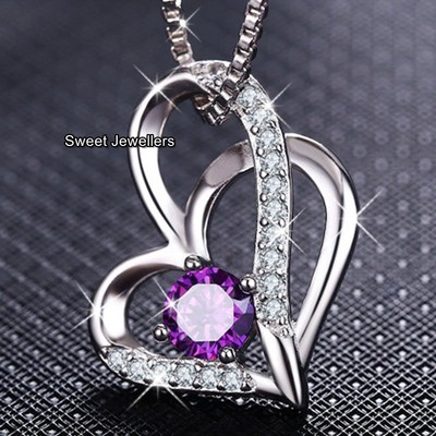 925 Silver Amethyst Purple Diamond 