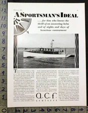1929 AMERICAN CAR FOUNDRY MOTORBOAT CRUISER NAUTICAL SPORTSMAN ILLUS AD 30527