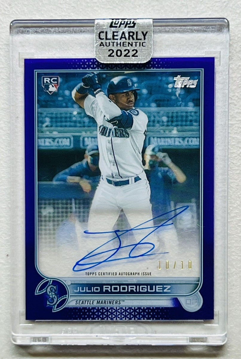 2022 TOPPS JULIO RODRIGUEZ CLEARLY AUTHENTIC PURPLE /10 ON CARD