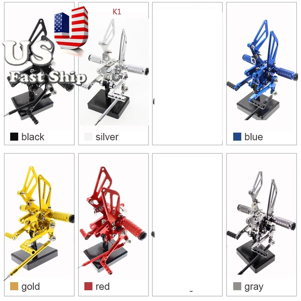 USA Rearset Footpegs Fit Suzuki GSXR600/750 2006-2010 HONDA CBR1000RR 2004-2007 - Image 3 of 4