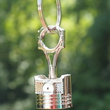 Piston Keychain Engine Connecting Rod Metal Keyring Key Chain Chrome Silver Big