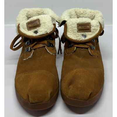 Toms Highland Acorn Brown Suede Chukka Fold Down Sherpa Bootie Women s 8 New 