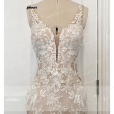 Attractive Mermaid Wedding Dresses Sleeveless Applique Backless Sweep Train