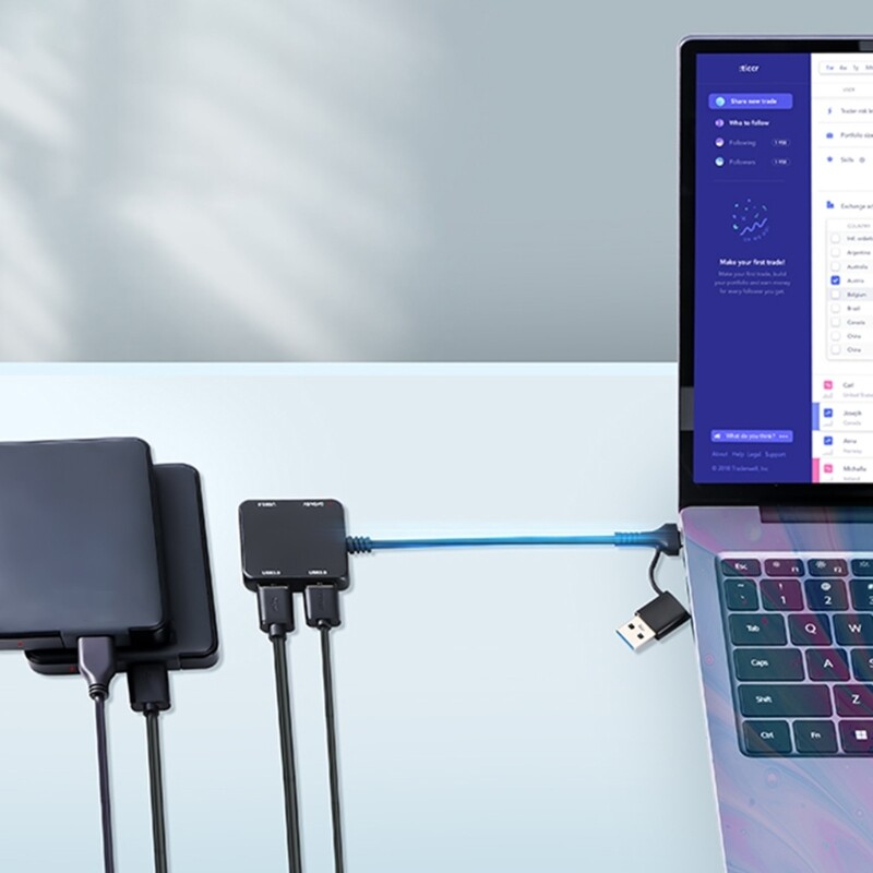 USB C HUB 4 in 1 USB C/USB Adapter Docking Station with 2xUSB2.0+USB3.0+1xType C