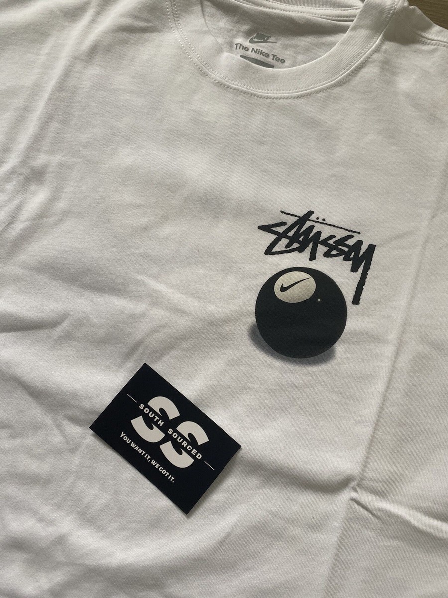 NIKE X STUSSY 8Ball Pool White T Shirt - Size SMALL. Brand New