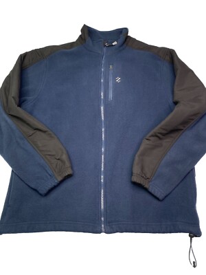 IZOD Mens Size L Blue Black Color Block Full Zip Performance