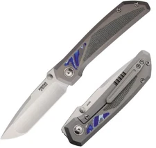 Pena Knives Folding Knife 3.25" M390 Steel Blade Titanium/Micarta/Mokuti Handle