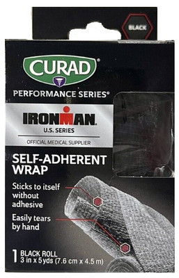 CURAD Performance Series Ironman Self-Adherent Wrap, 1 Black Roll - 3'' x 5 Yards