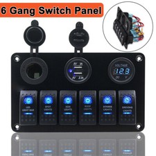 12v Switch Panel Usb Charger 6 Gang On-off Toggle Led Rocker For Car Boat Marine 12v Switch Panel Usb Charger 6 Gang On-off Toggle Led Rocker For Car Boat Marine