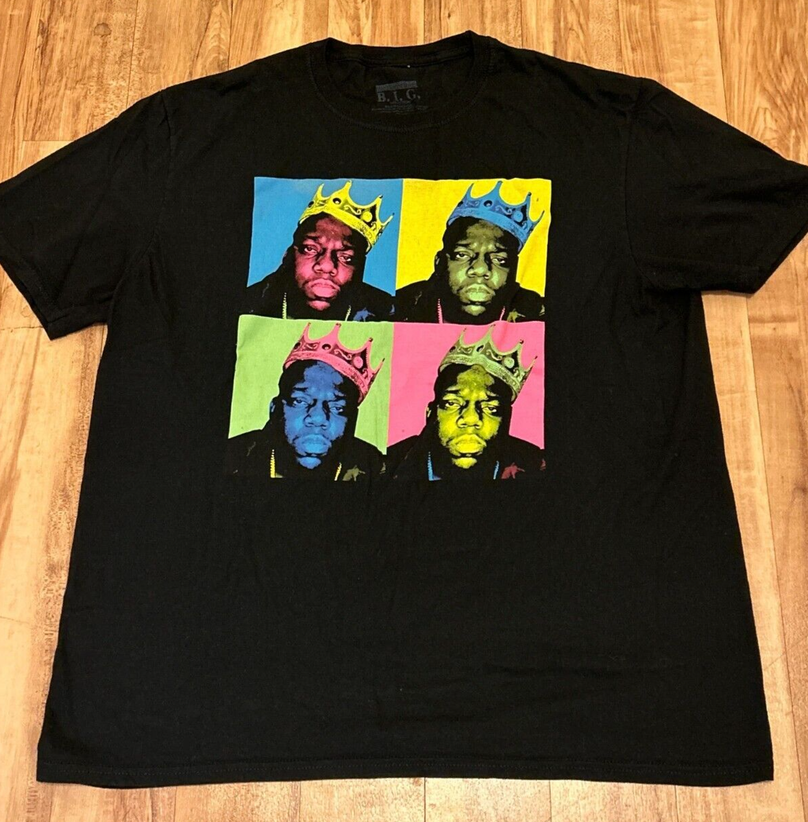 Notorious BIG 4 Faces Crown Mens Size XL Black T-Shirt - Biggie