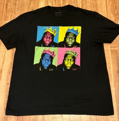 Notorious BIG 4 Faces Crown Mens Size XL Black T-Shirt - Biggie