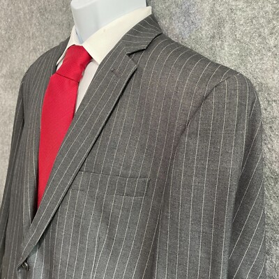 Demantie Sport Coat 44R Gray Pinstripe Wool Super 150 Blazer Jacket Italy Preppy