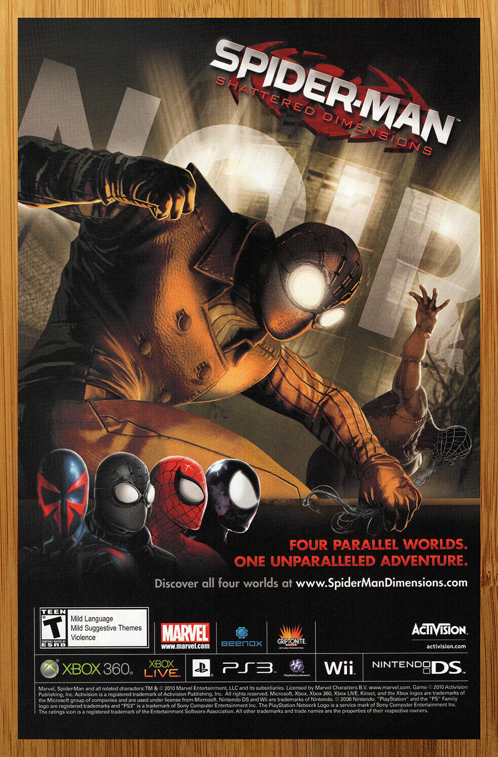 2010 Spider-Man Shattered Dimensions PS3 Xbox 360 Wii Print Ad/Poster Noir  Art