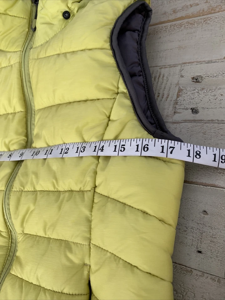 Chaleco Mandarina Mujer Pequeño Verde Lima Amarillo Puffer con Capucha Cremallera Completa con Bolsillos Foto 4 de 4