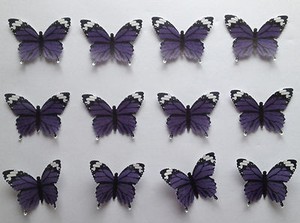12 Cadbury Purple Edible Rice Wafer Paper Butterflies Cake Cupcake
