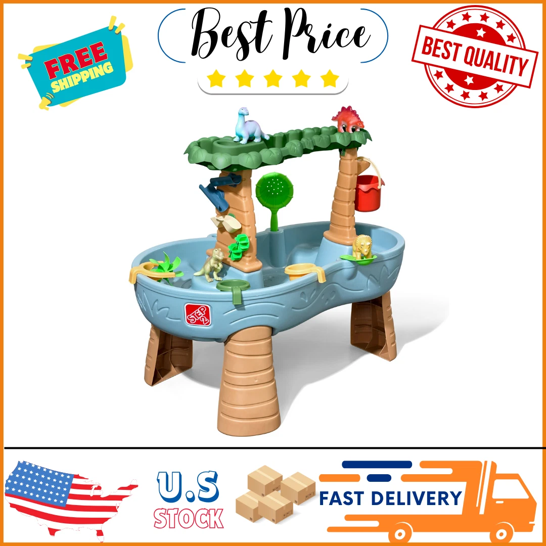 Step2 Dino Showers Multi-color Plastic Water Table for Toddlers with 13-Piece