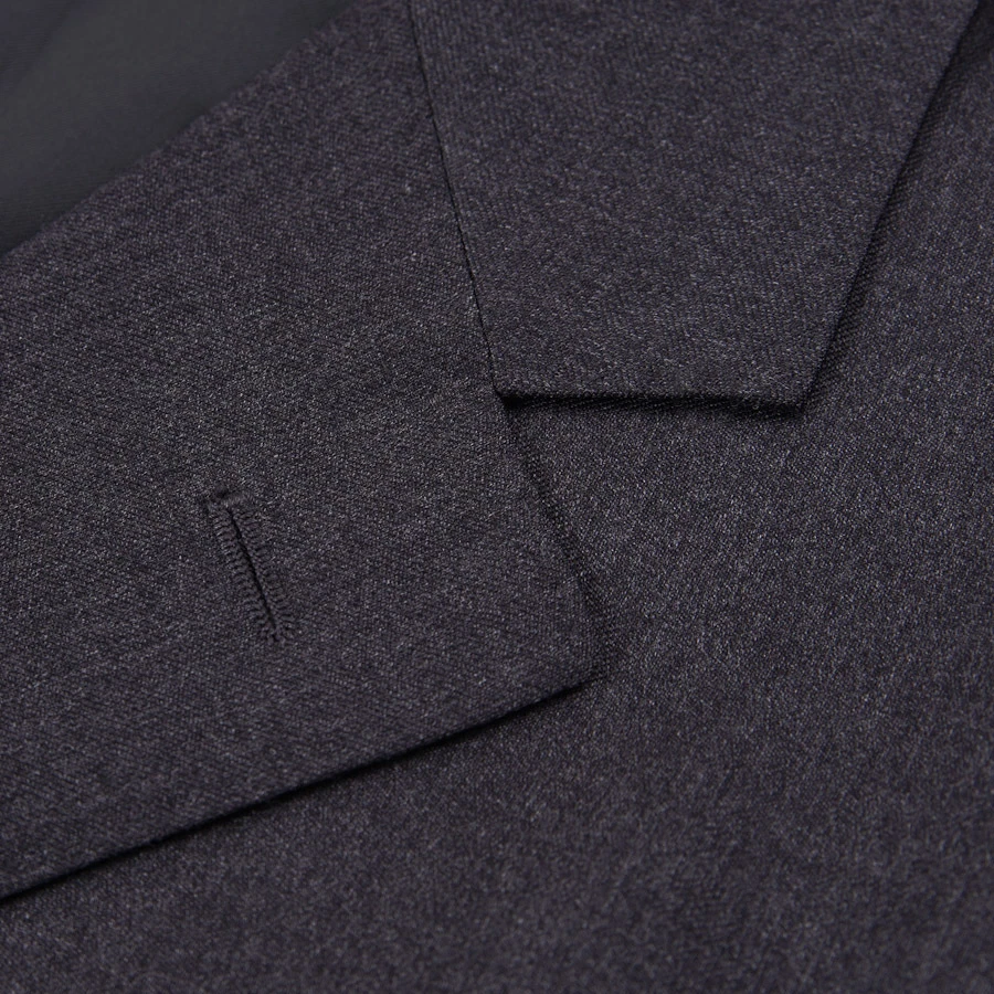 Traje corto de lana gris carbón liso G1N con etiquetas Luciano Barbera ModernFit 44S Foto 4 de 4