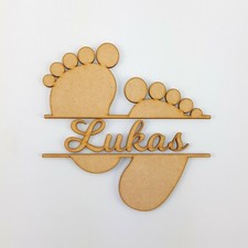 PERSONALISED Baby Feet newborn boy girl gift crafts blanks shapes wooden MDF