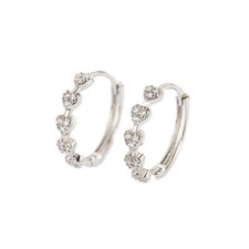 Shiny 925 Sterling Silver CZ Heart Hoop Circle Huggie Earrings Women Girl Gift