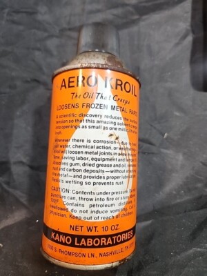 VINTAGE 10 OZ. KANO AERO KROIL TIN CAN/bolt Bister /Lubricant 