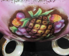 Vintage ROYAL HALSEY 3 Footed Tea Cup & Saucer Fruit Purple Roses Iridescent — photo 6