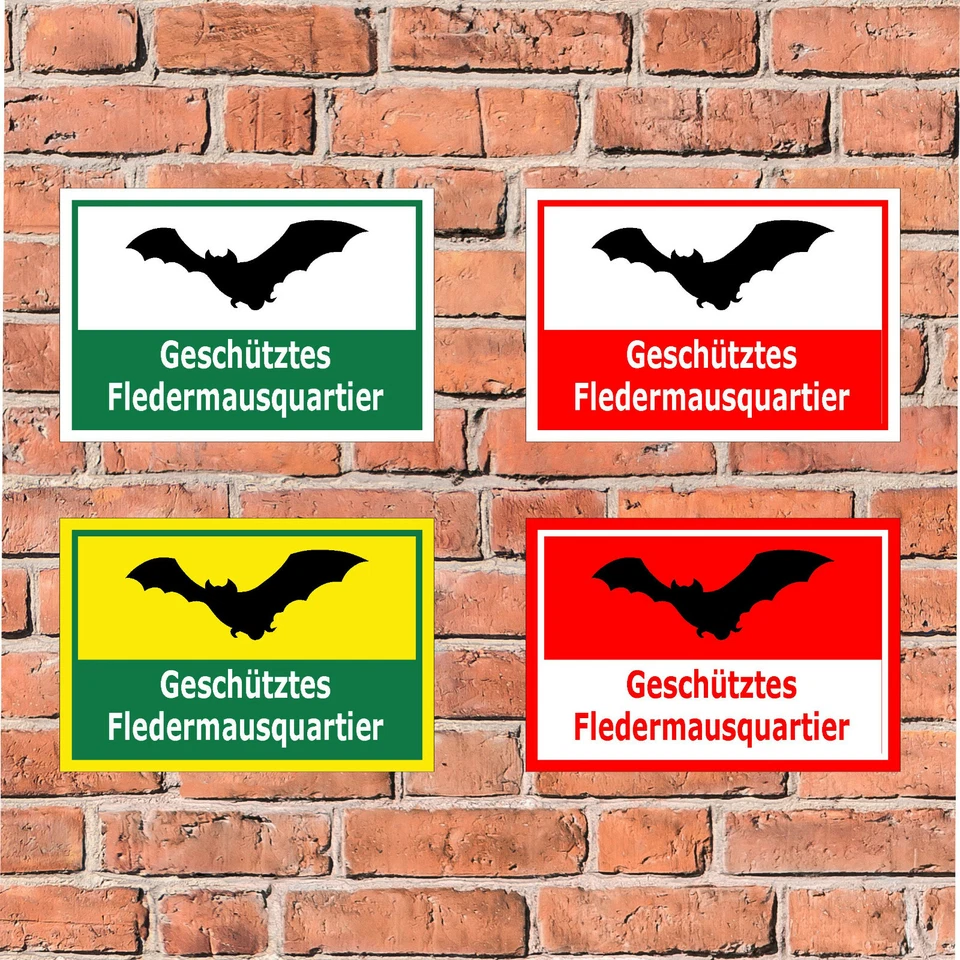 BAUER-SCHILDER Schild Wald - Geschütztes Fledermausquartier in 4 Größen Fledermaus - S00359-198