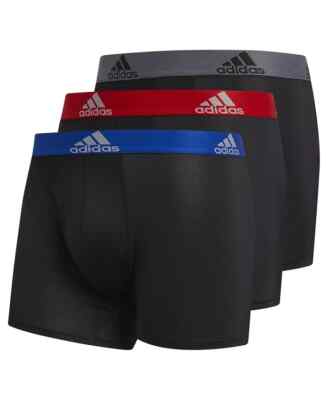 Adidas L69003 Mens Black/Multi 3-Pack Performance w/Fly Trunks Size XL