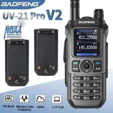 Baofeng UV-21 Pro V2 Tri-Band Walkie Talkie Ham Two Way Radio Long Range&Battery