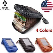 RFID Blocking Zipper Thin Pocket Unisex Small Wallet High Quality Leather Purse